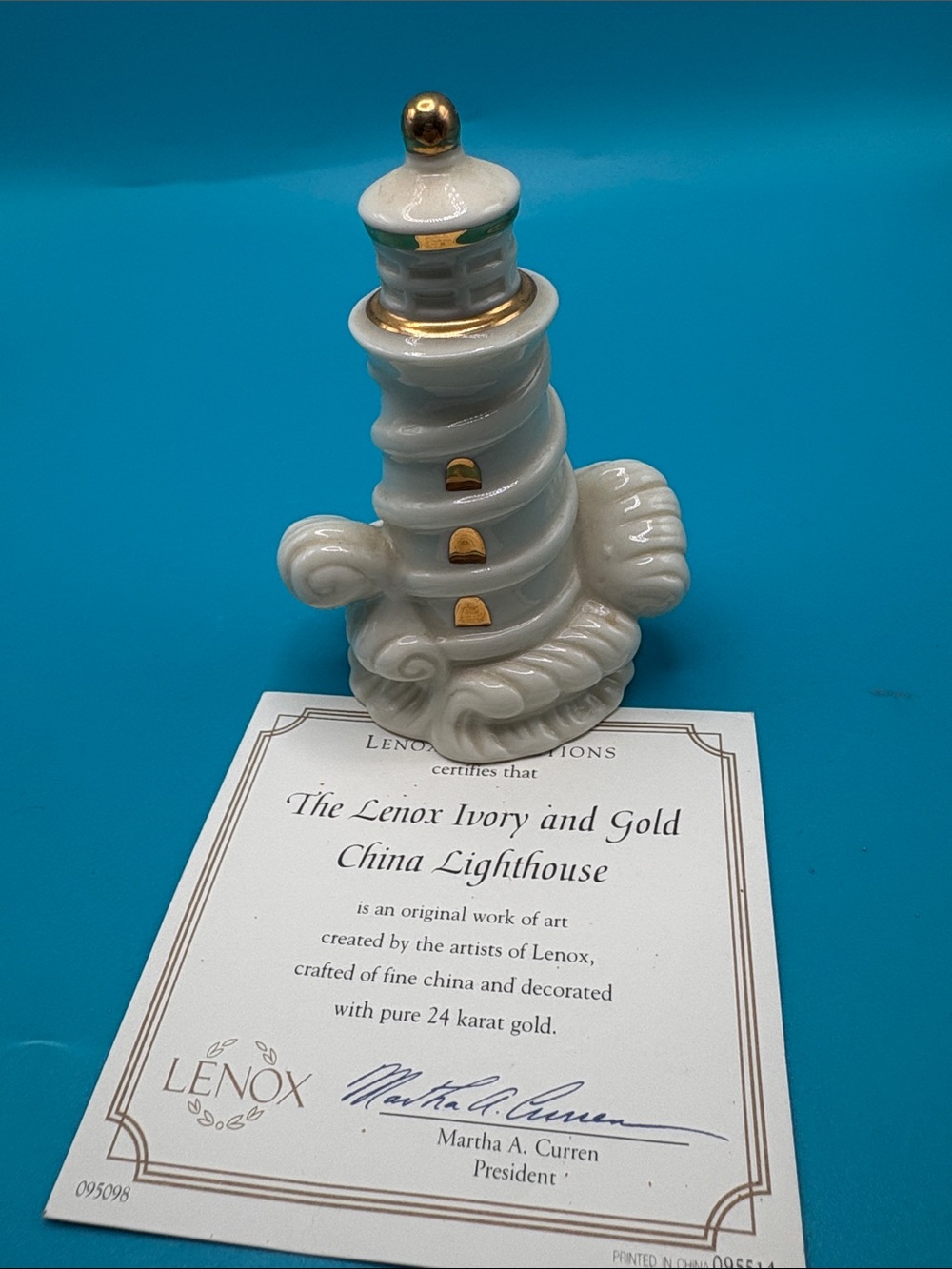 Lenox Ivory and Gold Porcelain Lighthouse Figurine